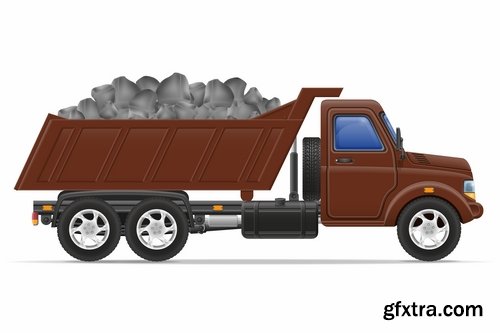 Collection truck heavy trucks trailer car vector image 25 EPS