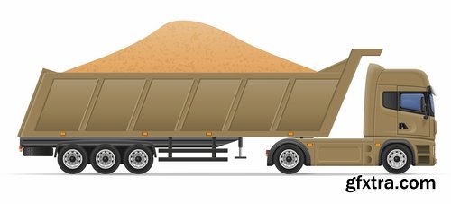 Collection truck heavy trucks trailer car vector image 25 EPS