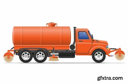 Collection truck heavy trucks trailer car vector image 25 EPS