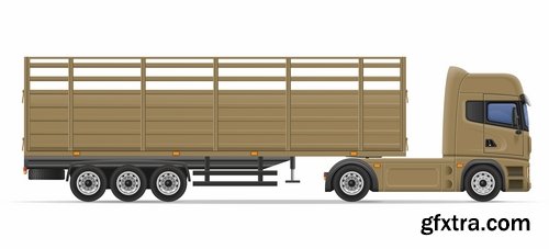 Collection truck heavy trucks trailer car vector image 25 EPS