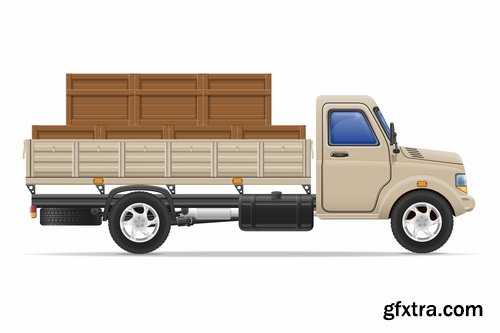 Collection truck heavy trucks trailer car vector image 25 EPS