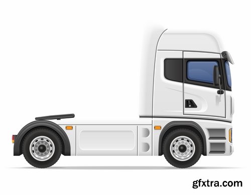 Collection truck heavy trucks trailer car vector image 25 EPS