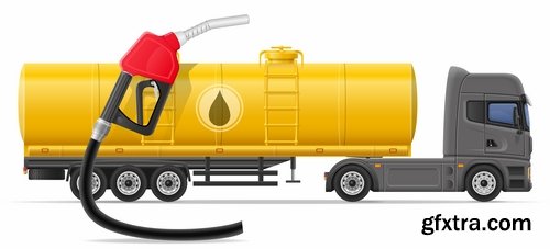 Collection truck heavy trucks trailer car vector image 25 EPS