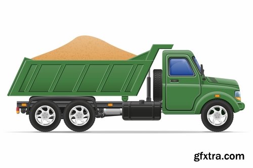 Collection truck heavy trucks trailer car vector image 25 EPS