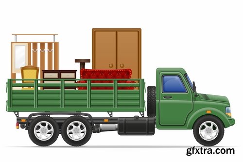 Collection truck heavy trucks trailer car vector image 25 EPS