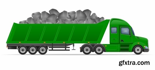 Collection truck heavy trucks trailer car vector image 25 EPS