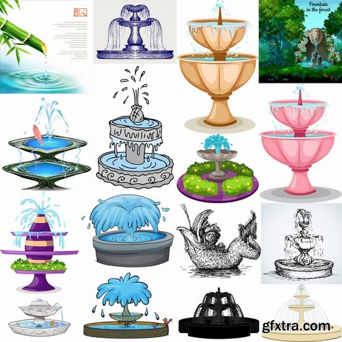 Collection a fountain Decoration 25 EPS