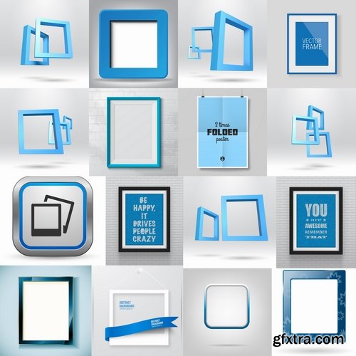 Collection of photo frame decorative element 25 EPS