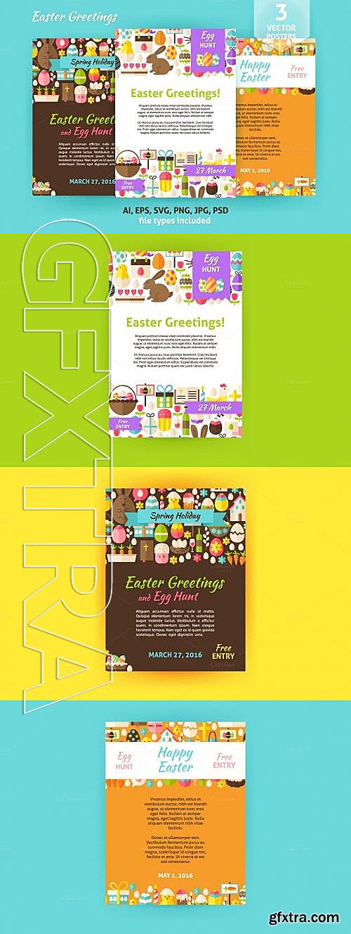 CM - Happy Easter Vector Flat Posters 566683