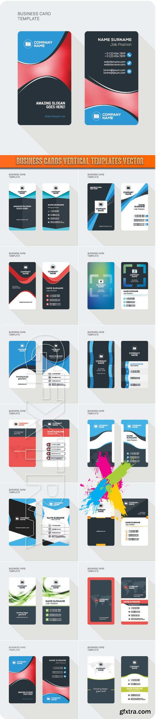 Business Cards Vertical Templates vector