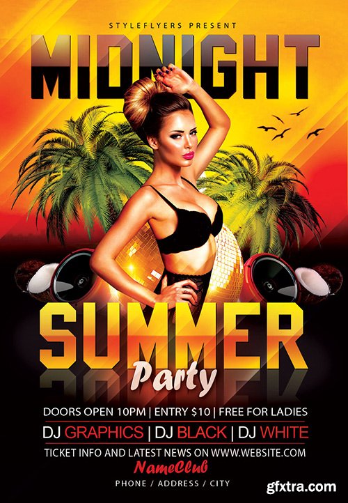 Midnight Summer Party Flyer PSD Template