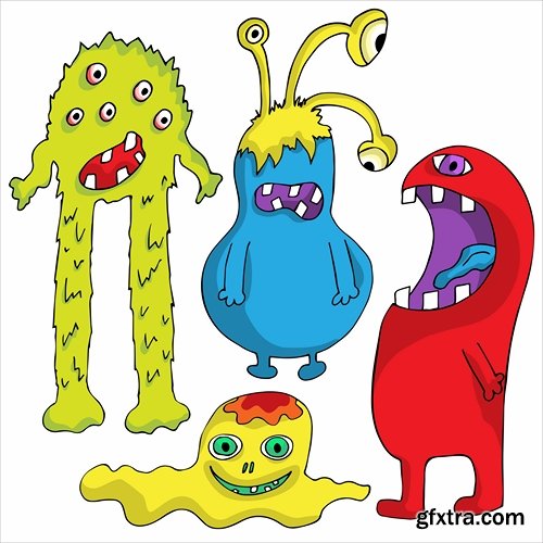 Collection of bacteria virus funny cartoon vector image 24 EPS