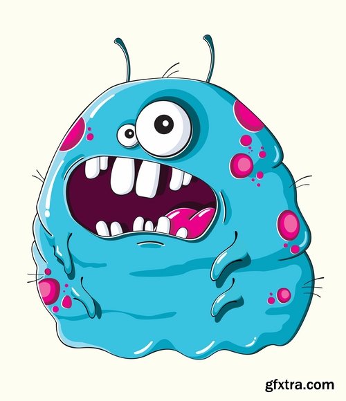 Collection of bacteria virus funny cartoon vector image 24 EPS