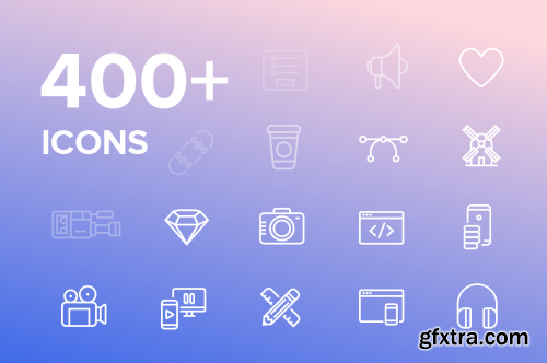 Creativemarket 400+ Vector Icons pack, UI, Media 561649