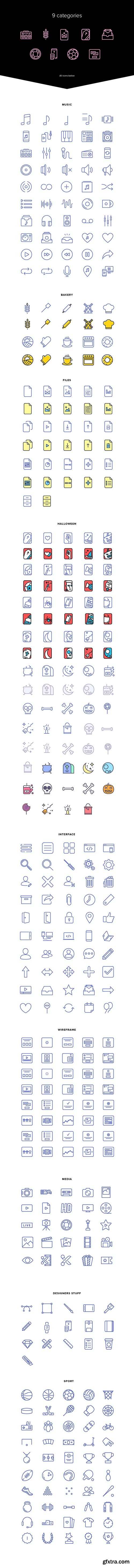 Creativemarket 400+ Vector Icons pack, UI, Media 561649