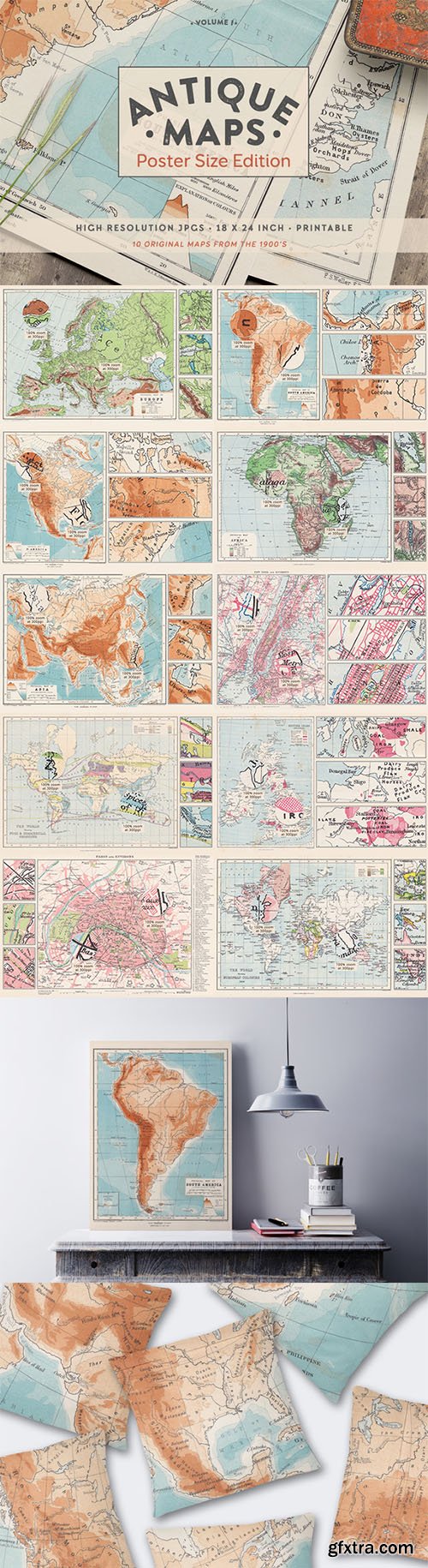 Antique Maps - Poster Size Edition - Creativemarket 514292