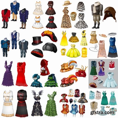 Collection of things vintage clothes dress hat 25 EPS