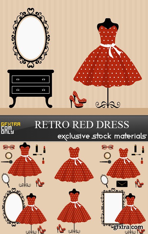 Retro Red Dress - 7 EPS