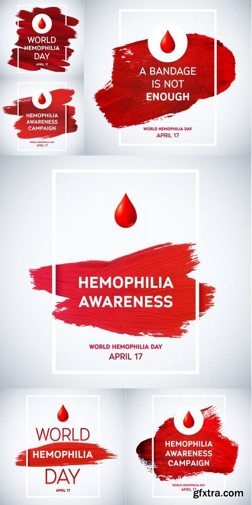 Hemophilia World Day Stroke Poster. Blood Drop, Frame and Red Strokes