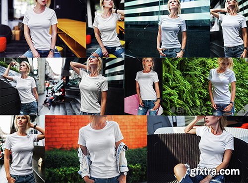 Graphicriver Female T-Shirt Fashion Mock-Up 14707045