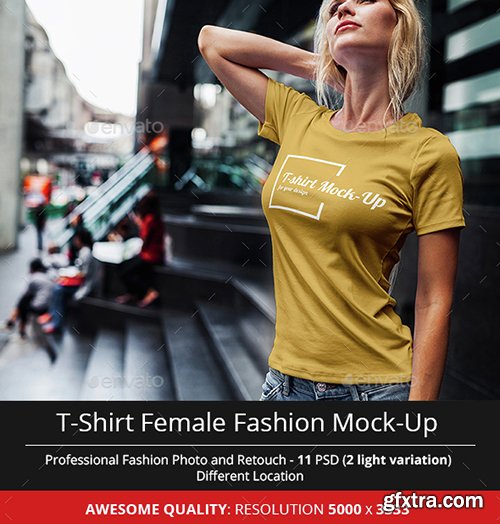 Graphicriver Female T-Shirt Fashion Mock-Up 14707045