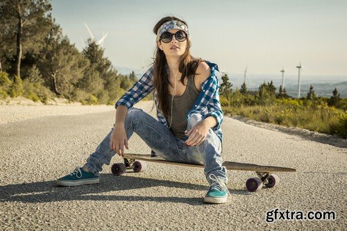 Girl on a skateboard