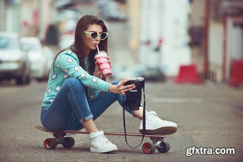 Girl on a skateboard