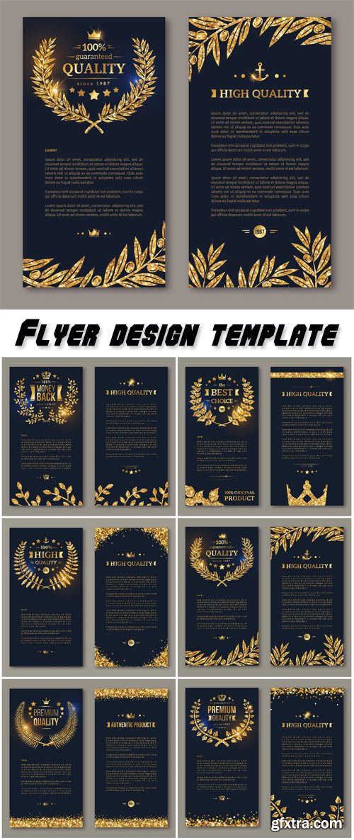 Flyer design layout template, business brochure design with golden design, glittering premium vip design