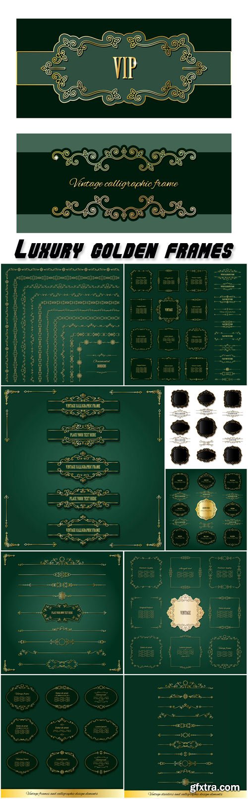 Luxury golden frames, labels, borders and dividers big set, calligraphic design elements