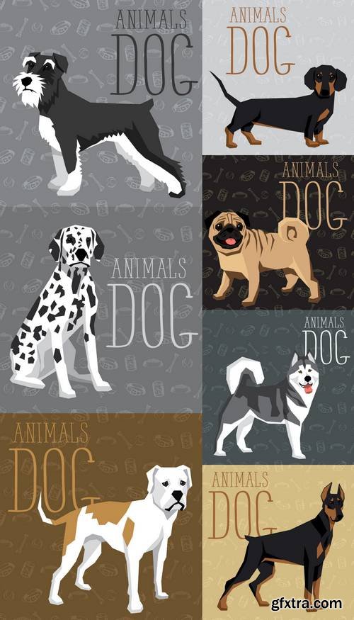 Vector Geometric Dogs Collection with Seamless Background