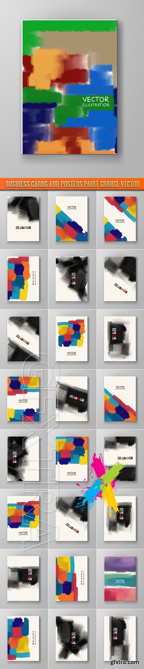 Business cards and posters paint grunge vector