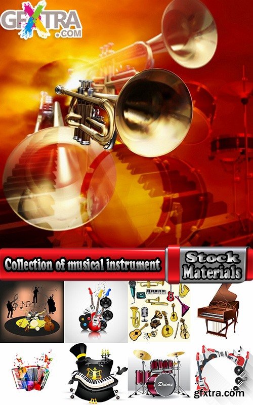 Collection of musical instrument guitar piano violin wind instrument 25 EPS