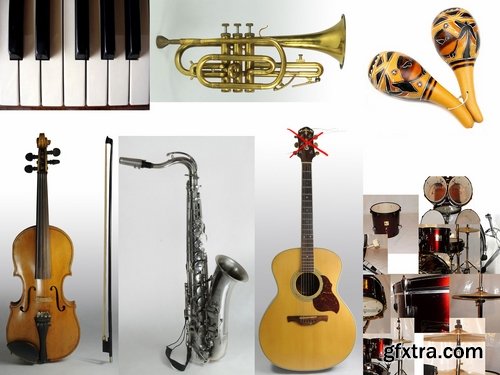 Collection of musical instrument guitar piano violin wind instrument 25 EPS