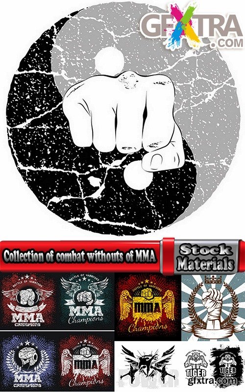 Collection of combat without the rules of MMA single combat fight boxing 25 EPS