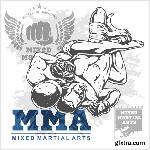 Collection of combat without the rules of MMA single combat fight boxing 25 EPS