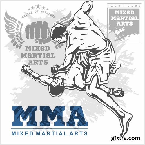 Collection of combat without the rules of MMA single combat fight boxing 25 EPS