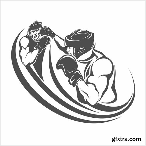 Collection of combat without the rules of MMA single combat fight boxing 25 EPS