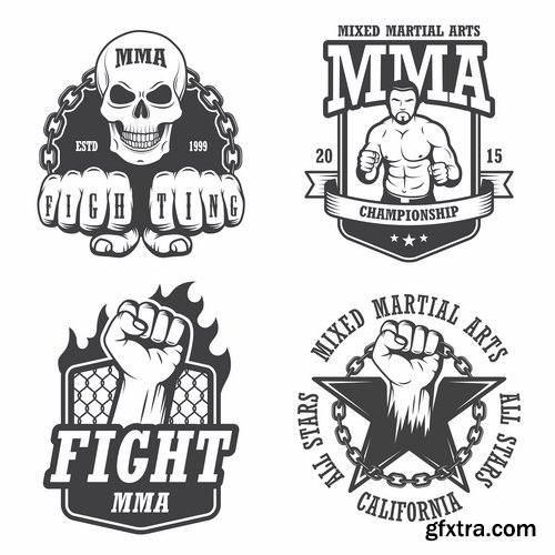 Collection of combat without the rules of MMA single combat fight boxing 25 EPS