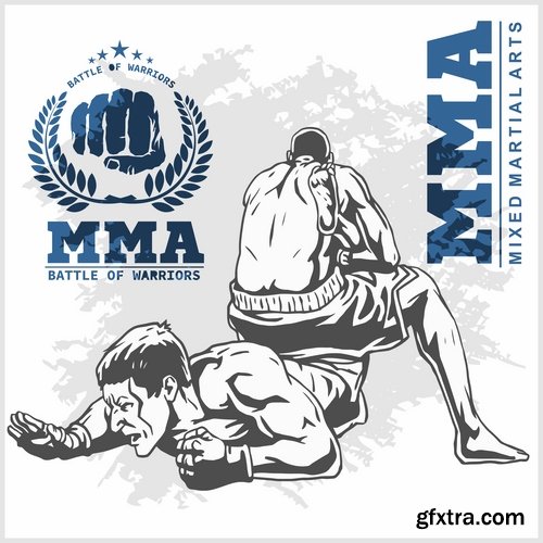 Collection of combat without the rules of MMA single combat fight boxing 25 EPS