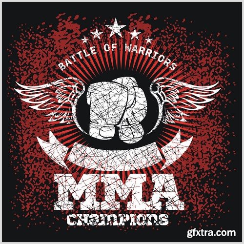 Collection of combat without the rules of MMA single combat fight boxing 25 EPS