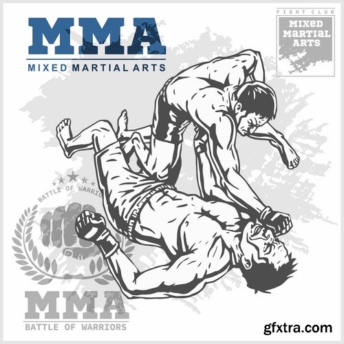 Collection of combat without the rules of MMA single combat fight boxing 25 EPS