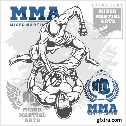 Collection of combat without the rules of MMA single combat fight boxing 25 EPS