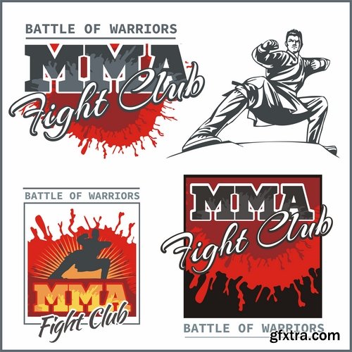 Collection of combat without the rules of MMA single combat fight boxing 25 EPS