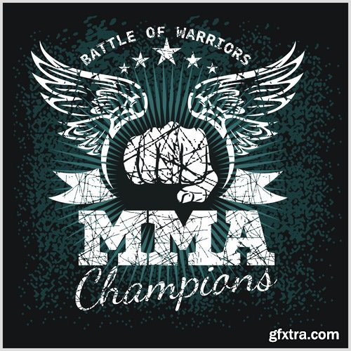 Collection of combat without the rules of MMA single combat fight boxing 25 EPS