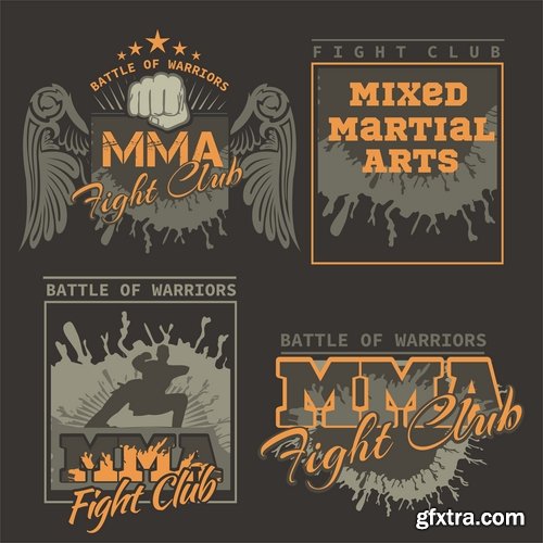 Collection of combat without the rules of MMA single combat fight boxing 25 EPS