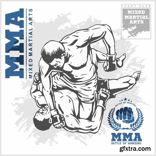 Collection of combat without the rules of MMA single combat fight boxing 25 EPS