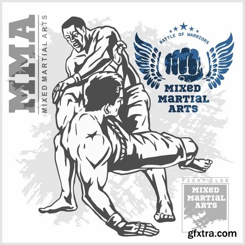 Collection of combat without the rules of MMA single combat fight boxing 25 EPS