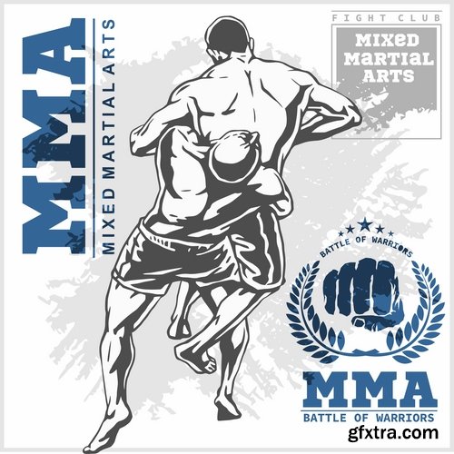 Collection of combat without the rules of MMA single combat fight boxing 25 EPS