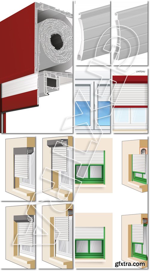 Fenetre PVC monobloc and volets roulants integres - Vector