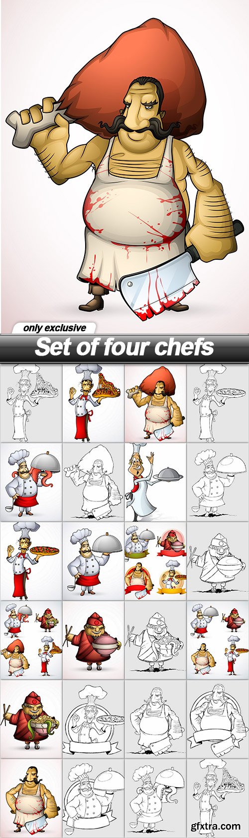 Set of four chefs - 23 EPS